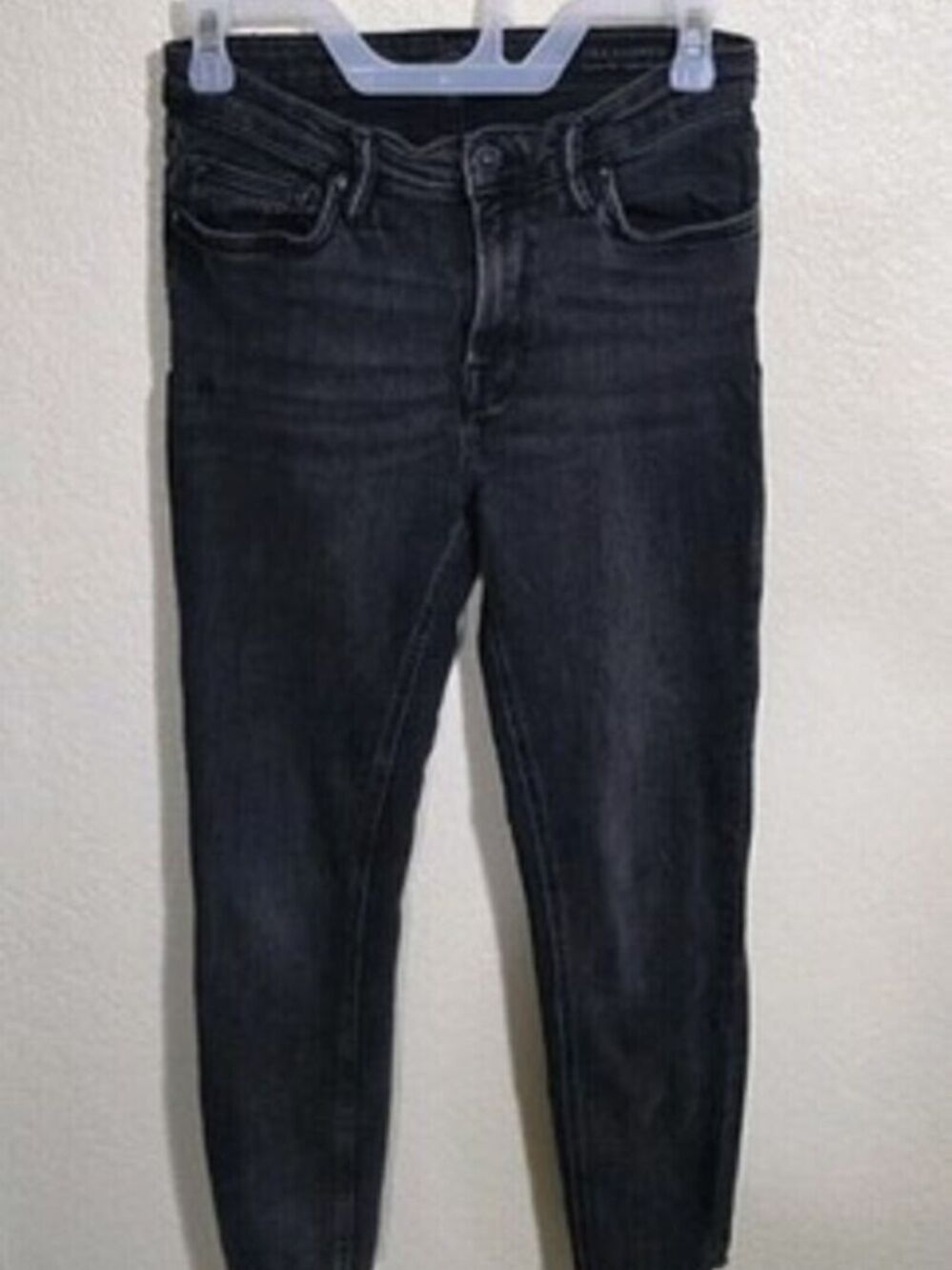 All Saints 27 Black Roxanne Jeans Raw Hem High-Rise Skinny Women Distressed